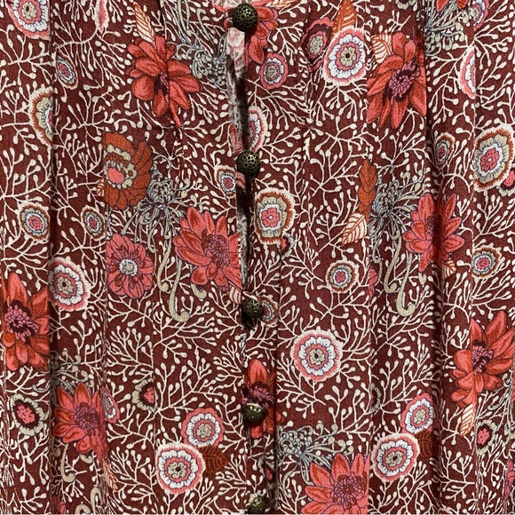 Lucky Brand Los Angeles Women's Purple/Burgundy Floral Long Sleeve Blouse Size S - Picture 13 of 14